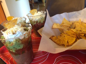tortilla chips and 7 layer dip
