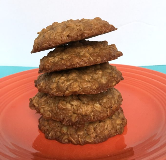 Crispy on the outside, chewy on the inside, oatmeal cookies.