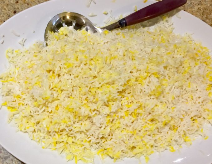 Steamed Persian basmati rice with saffron