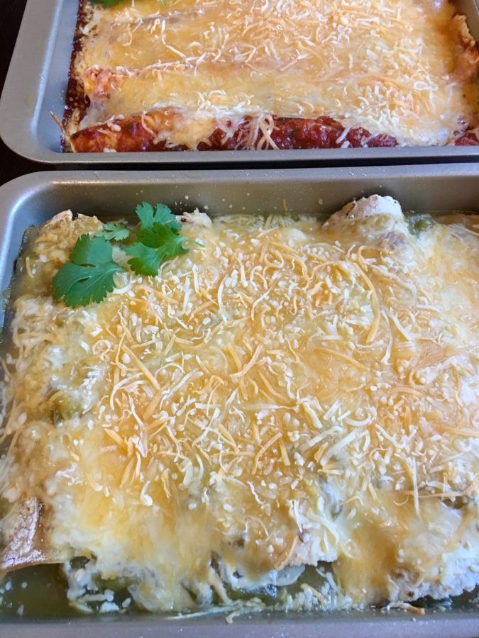Christmas enchiladas topped with cheese