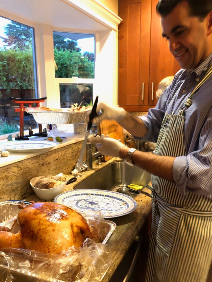 Bob carving Thanksgiving day turkey