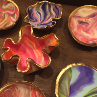 Holiday Gift Craft Swirly Polymer Clay Bowls - oven HUG