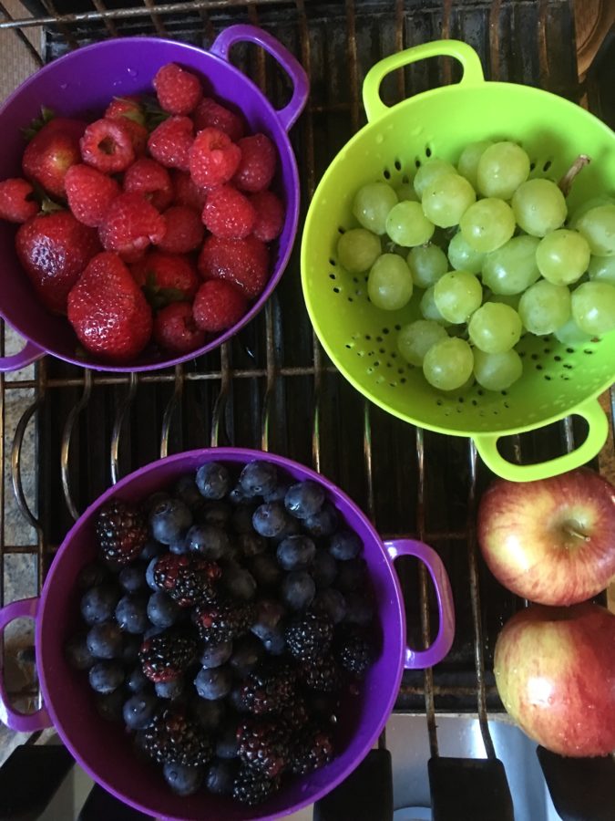 fresh washed fruit and berries