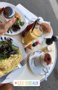 Omelets and salads at a French cafe