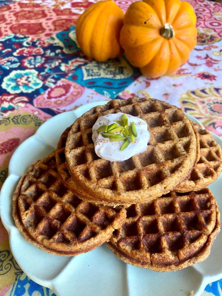 Plated Gluten-free Pumpkin Waffles