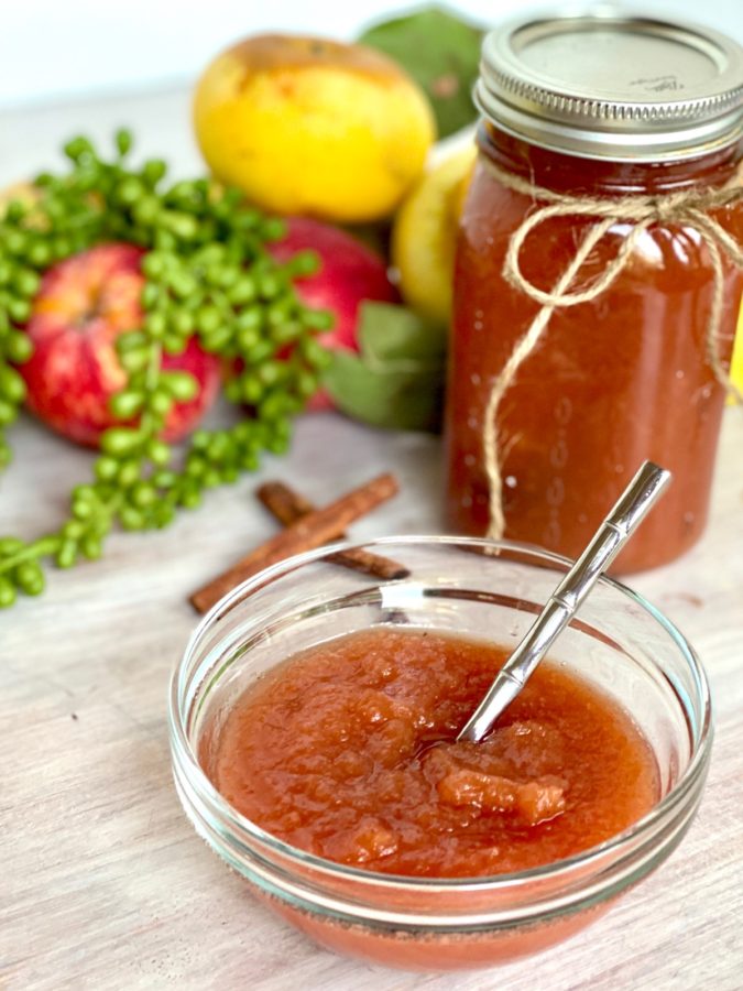 Instant Pot Cinnamon Apple Sauce served in a bowl and mason jar
