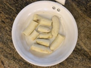 sliced bananas in a pan