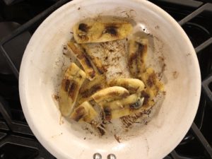 carmelizing bananas in a pan