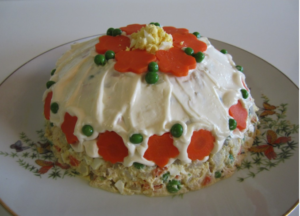 Persian Salad Olivier Mold with Mayonnaise