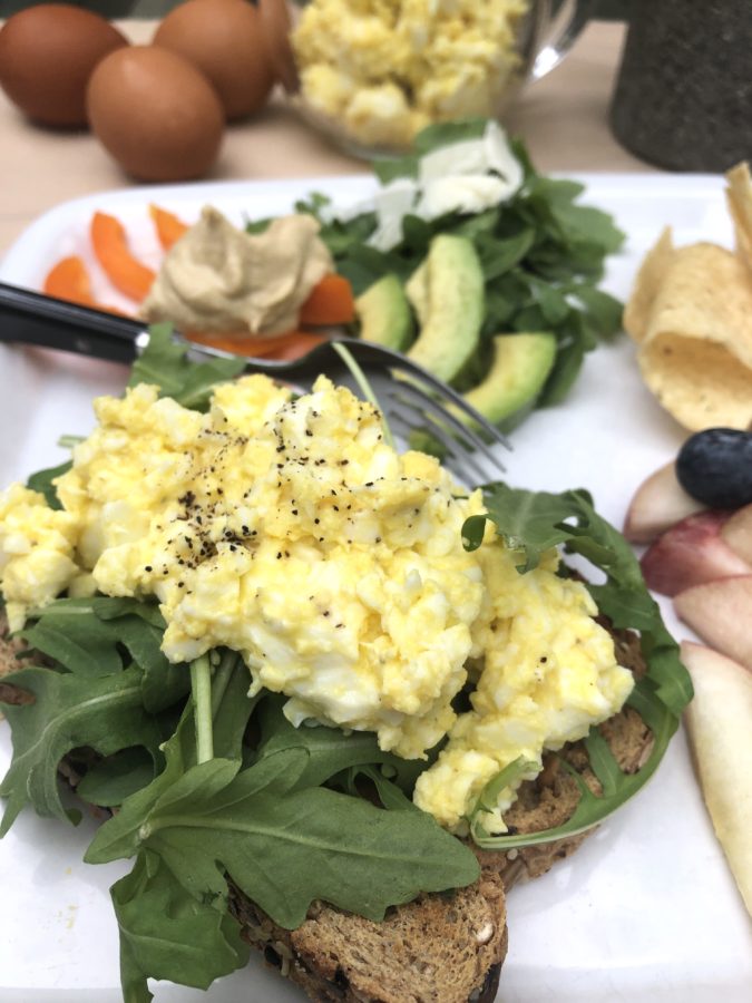 Lemon egg salad served open face