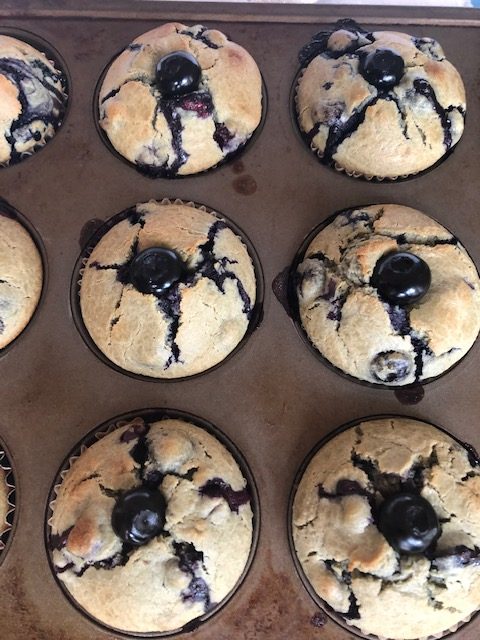 honey lavendar muffins in a baking tin