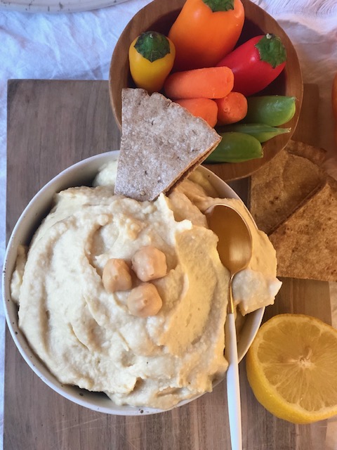 Hummus with pita and veggies