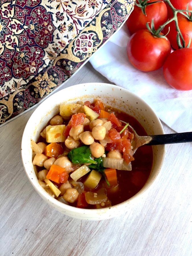 Instant Pot Vegan Moroccan Soup served in a bowl