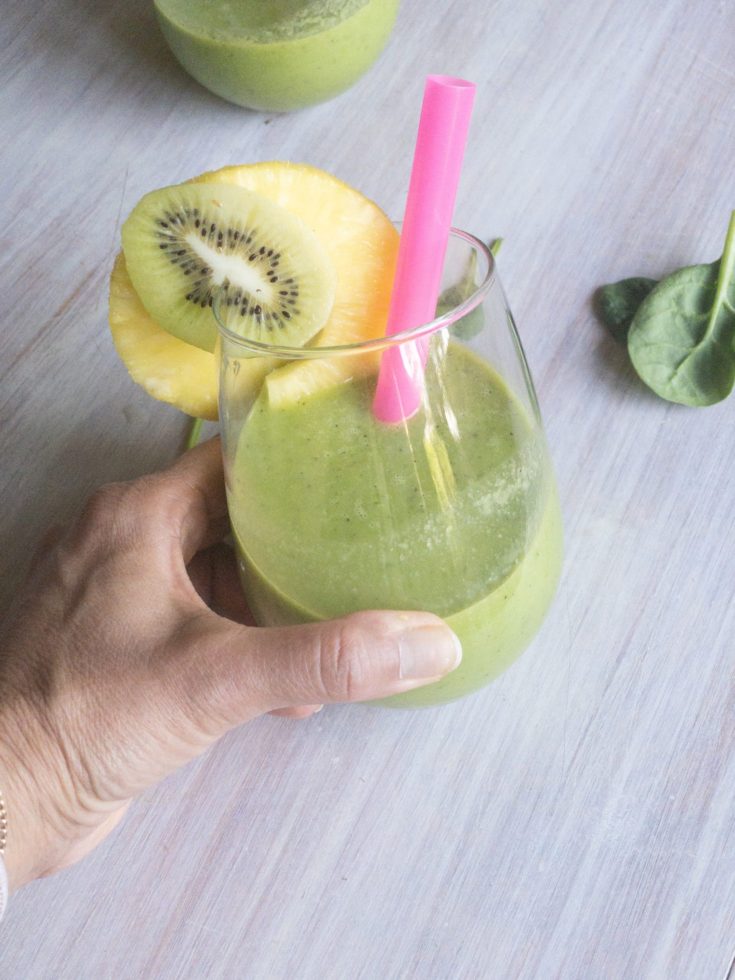 Ginger Lime Green Smoothie with Straw