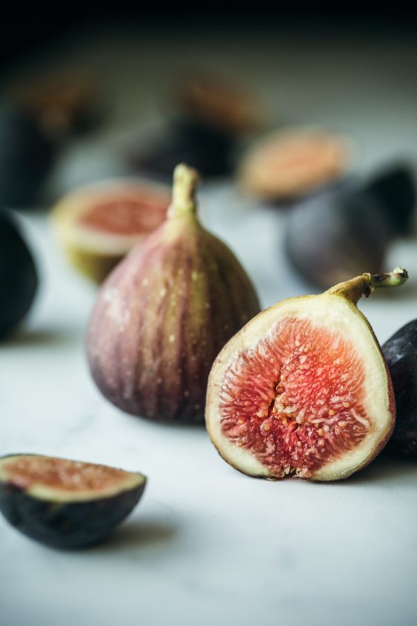 Fresh sliced figs for charcuterie board