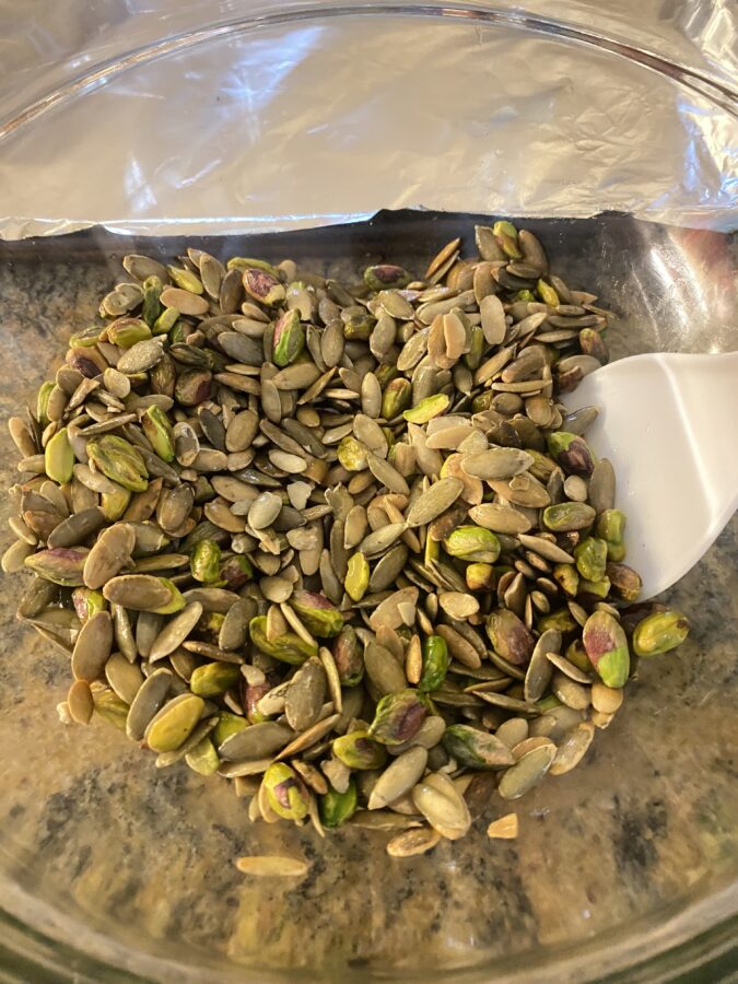 pistachio nutmeats, pumpkin seeds, canola oil
